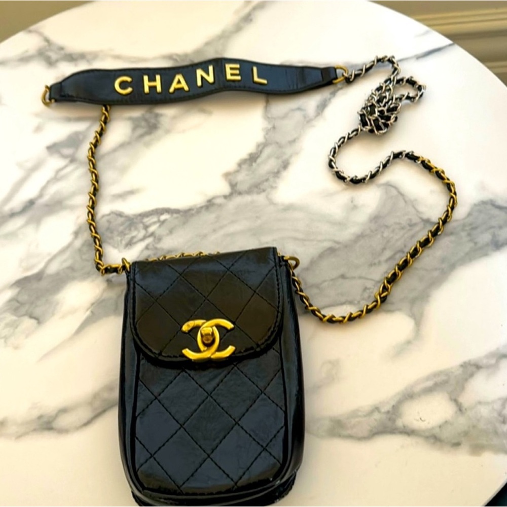 CHANEL Black and Gold Crossbody Bag